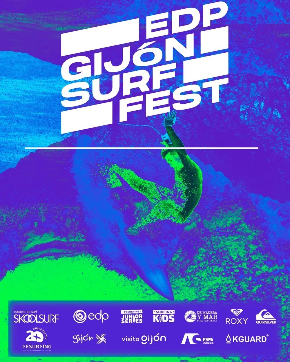 Cartel Oficial del Gijón Surf Fest 2023 patrocinado por Visita Gijón/Xixón